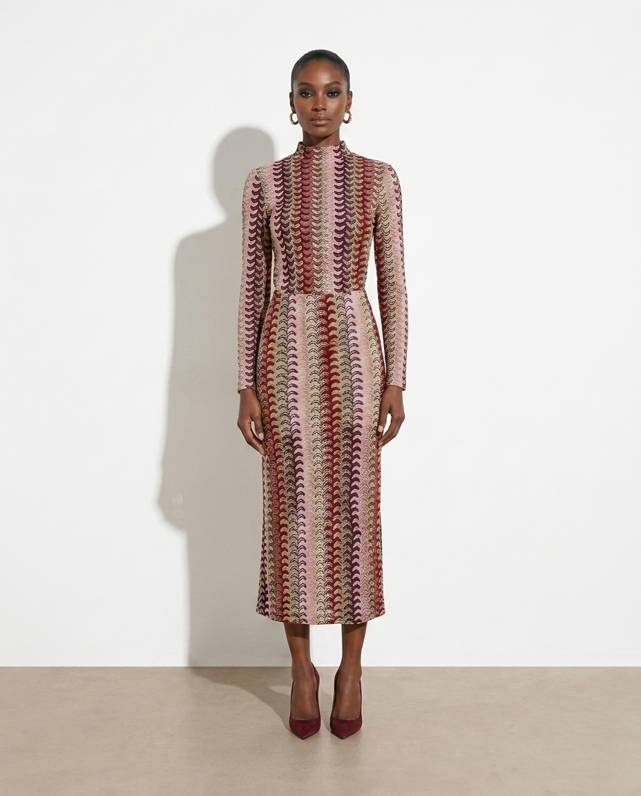 Maelys Printed Tube Top and Midi Skirt Set on model