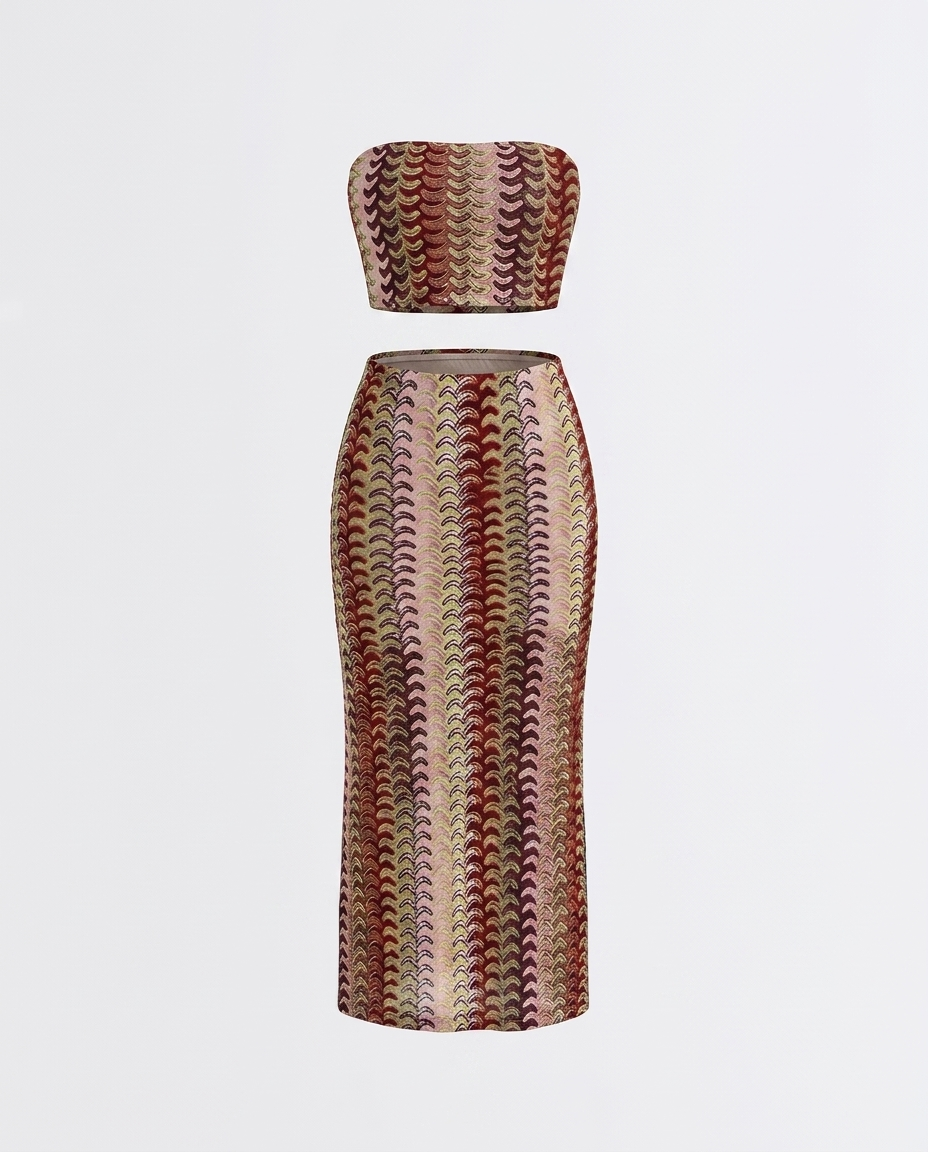 Maelys Printed Tube Top and Midi Skirt Set mannequin