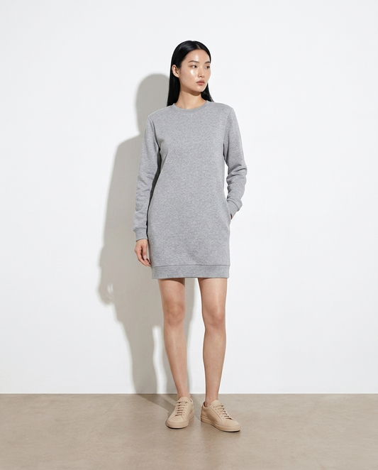 Maja Round Neck Mini Dress with Pockets on model