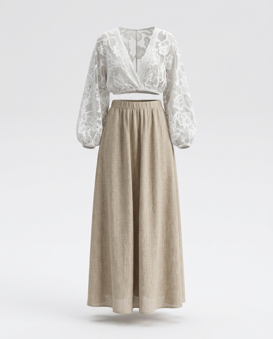 Maral Lace Long Sleeve Top and Skirt Set mannequin