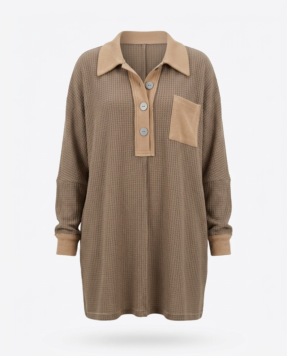 Mareike Waffle Knit Button Front Dress mannequin