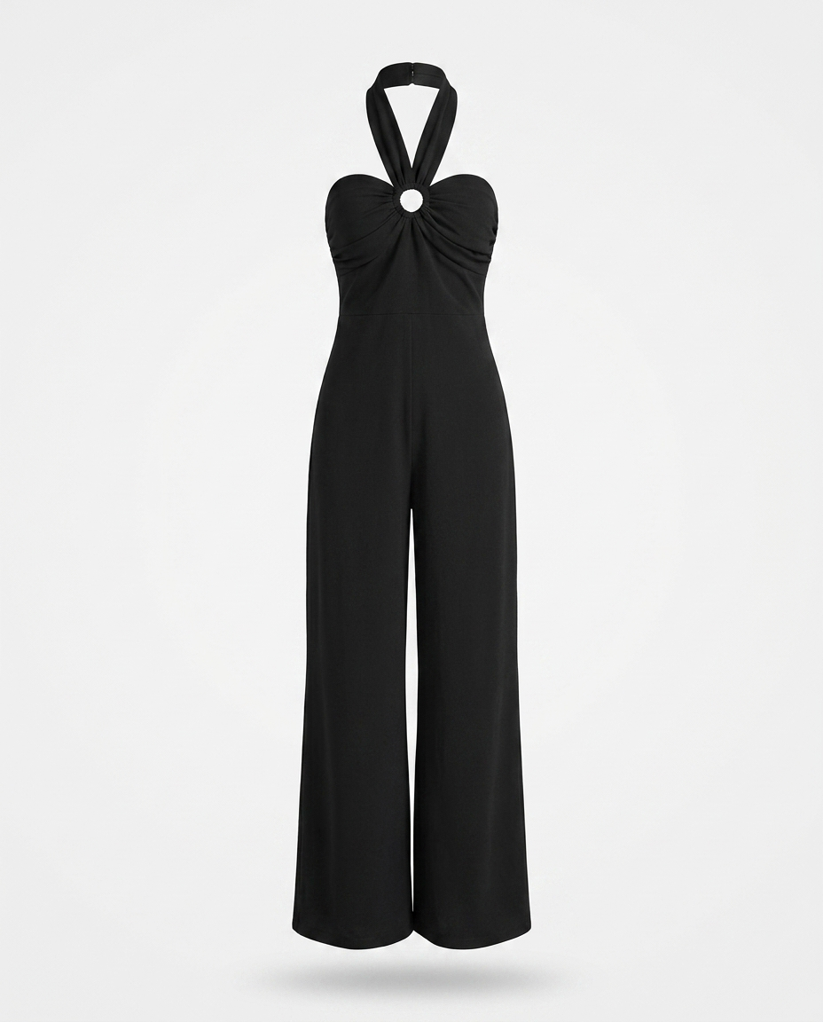 Thérèse Halter Wide-Leg Jumpsuit — 3D ghost mannequin product shot