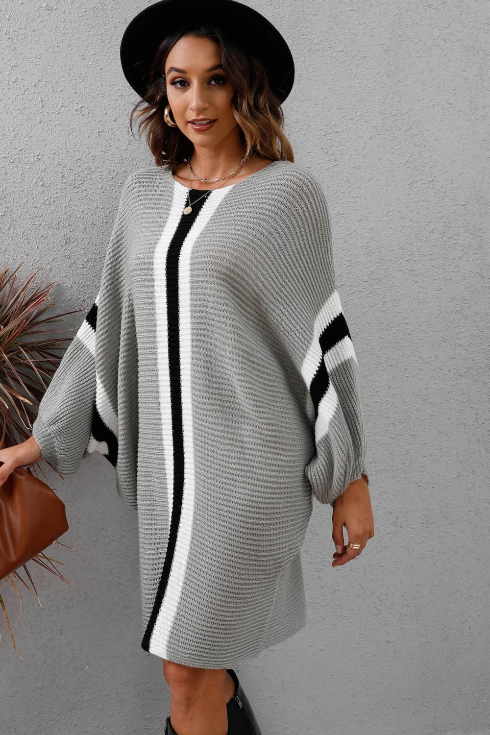 Ingelin Ribbed Round Neck Sweater Dress