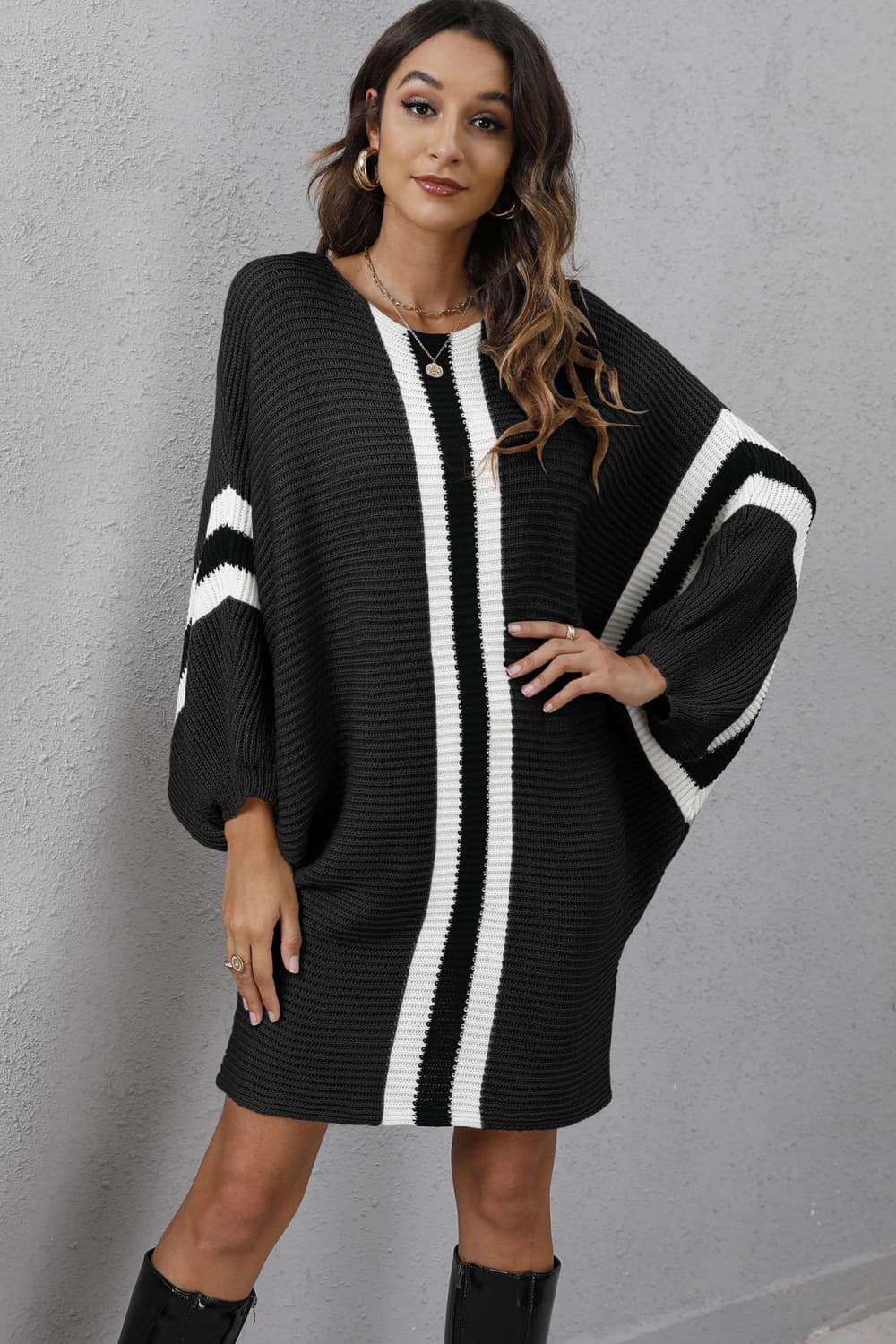 Ingelin Ribbed Round Neck Sweater Dress