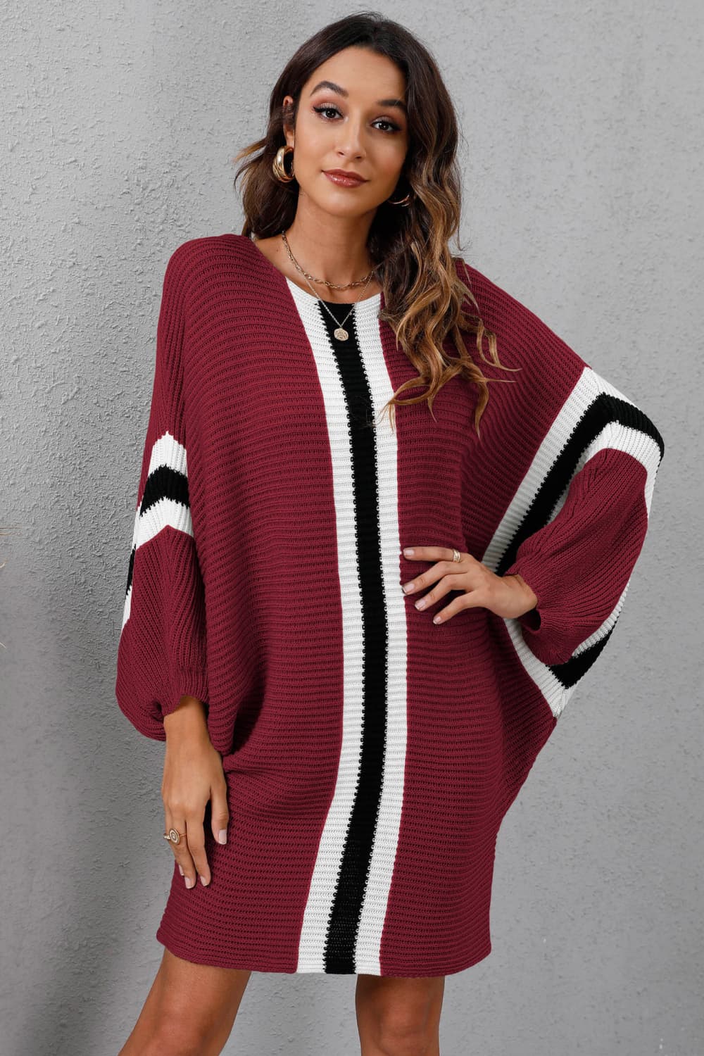 Ingelin Ribbed Round Neck Sweater Dress