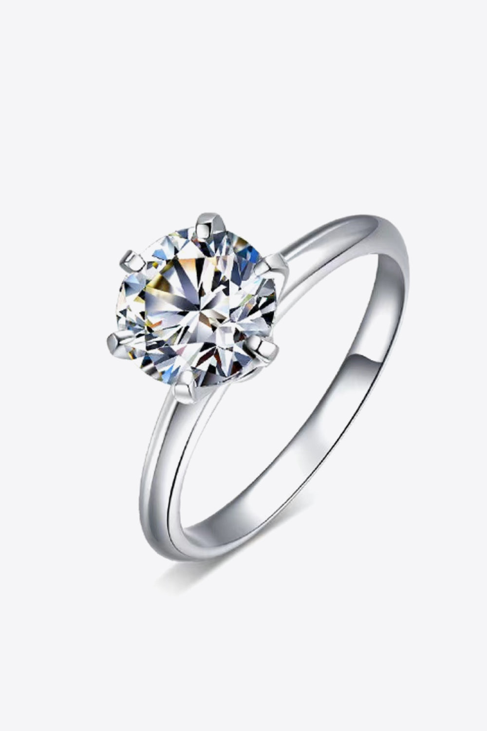 925 Sterling Silver 3 Carat Moissanite 6-Prong Ring