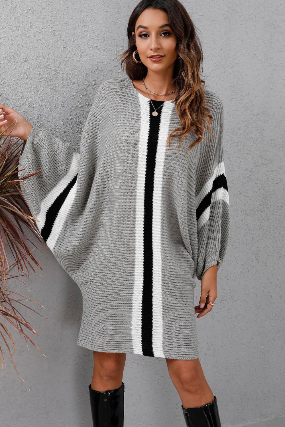 Ingelin Ribbed Round Neck Sweater Dress