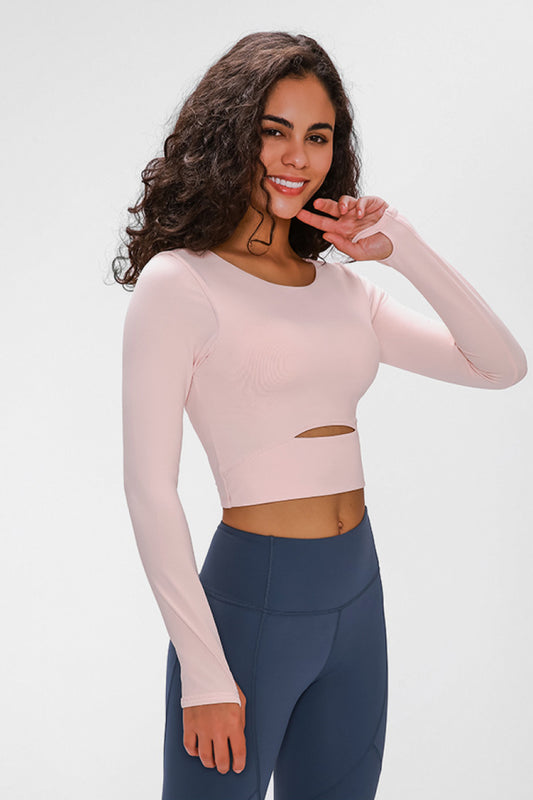 Long Sleeve Cropped Top With Sports Strap